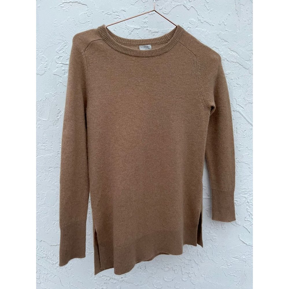 Halogen Cashmere Womens Pullover Long Sleeve Crew Neck Sweater Tan Sz XXS